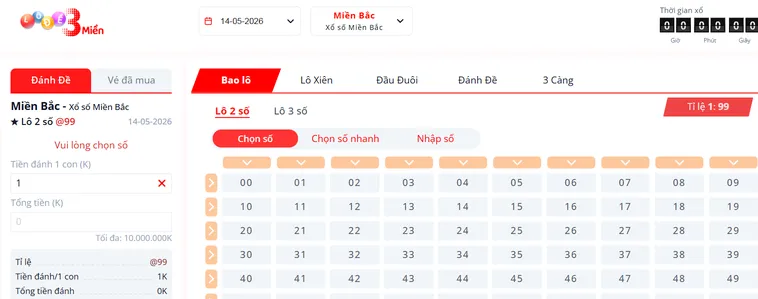 Trải Nghiệm Đỉnh Cao Lô Đề 3 Miền Tại Bin88 Với Tỷ Lệ Ăn Cực Khủng