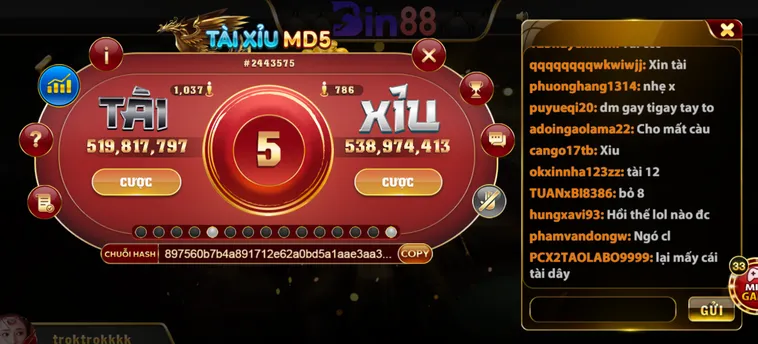 Tài Xỉu MD5 Tại Bin88 Cơ Chế Xanh Chín Công Bằng Nhất Hiện Nay
